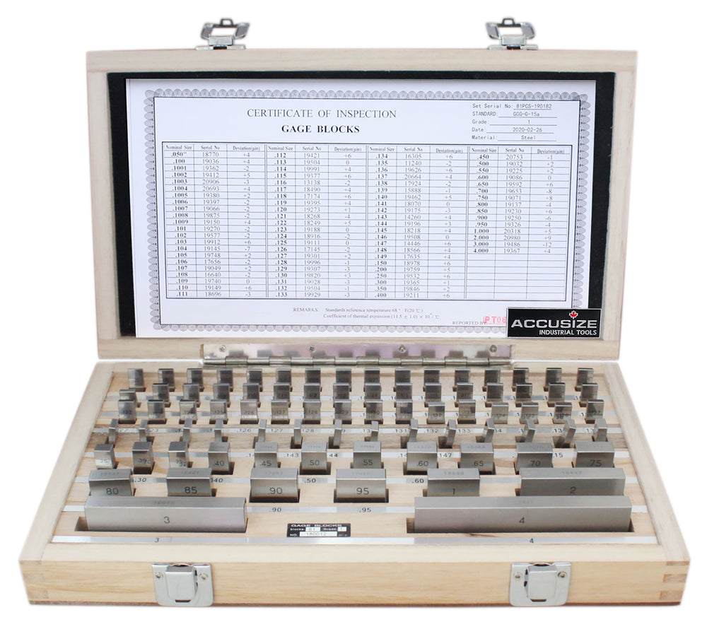 81 Pc Grade AS-1 Steel Gage Block Set, P900-S582