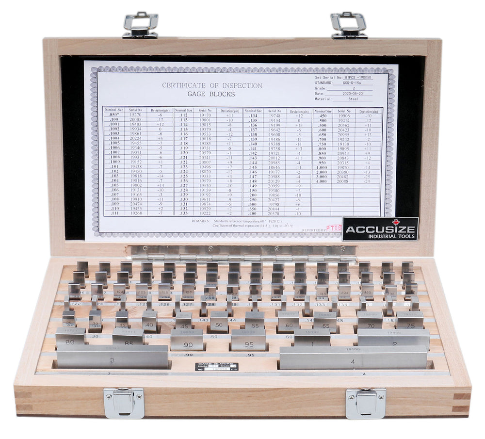 81 Pc Grade AS-2 Steel Gage Block Set, P900-S583