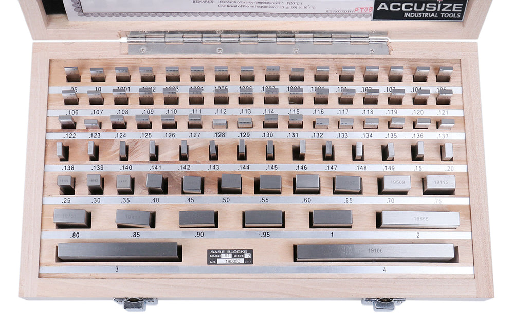81 Pc Grade AS-2 Steel Gage Block Set, P900-S583