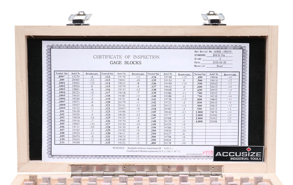 81 Pc Grade AS-2 Steel Gage Block Set, P900-S583