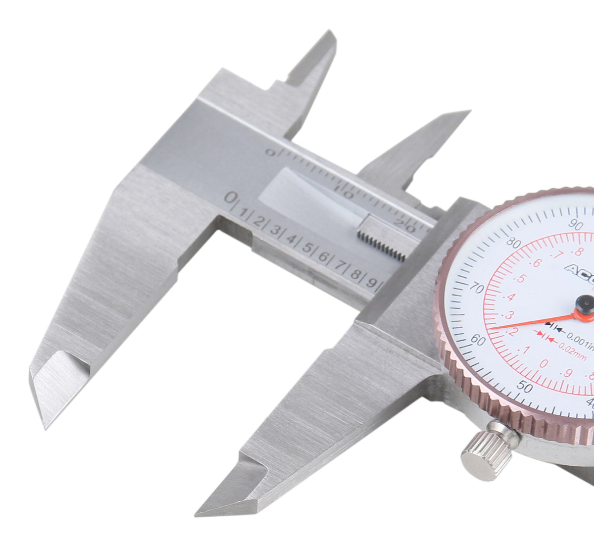 8''/200 mm by 0.001''/0.02 mm Dual Needle Precision Dial Caliper Stainless Steel in Fitted Case, Imperial/Metric, P920-S238