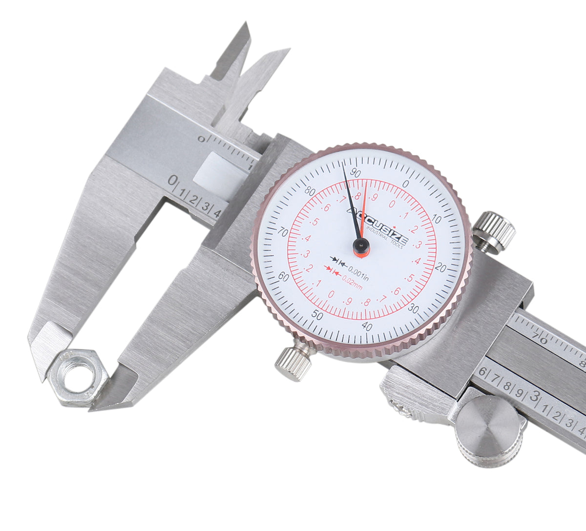 8''/200 mm by 0.001''/0.02 mm Dual Needle Precision Dial Caliper Stainless Steel in Fitted Case, Imperial/Metric, P920-S238