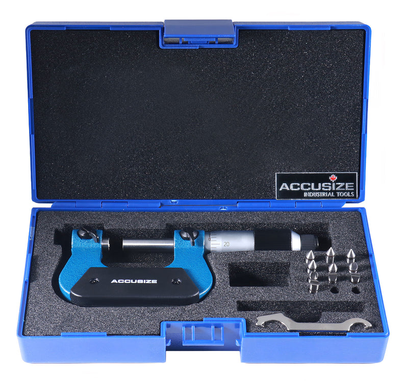 0-1'' by 0.001'' Screw Thread Micrometer with 5 Anvil in Fitted Box, S916-C750