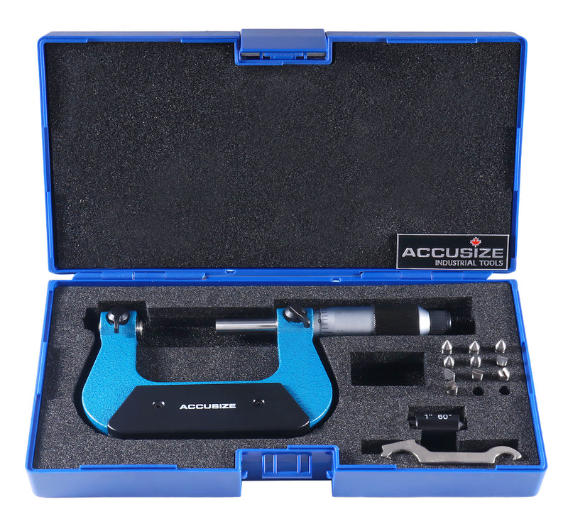 1-2'' X 0.0001'' Screw Thread Micrometer with 5 Anvil in Fitted Box, S916-C751