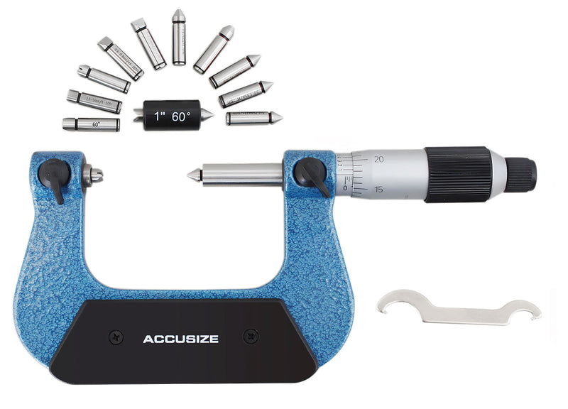 1-2'' X 0.0001'' Screw Thread Micrometer with 5 Anvil in Fitted Box, S916-C751