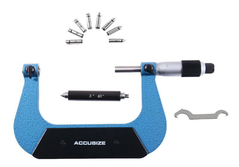 3-4'' X 0.001'' Screw Thread Micrometer with 5 Anvil in Fitted Box, S916-C753