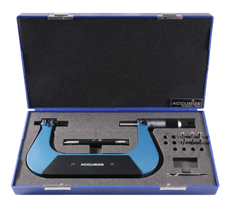 4-5'' X 0.001'' Screw Thread Micrometer with 5 Anvil in Fitted Box, S916-C754