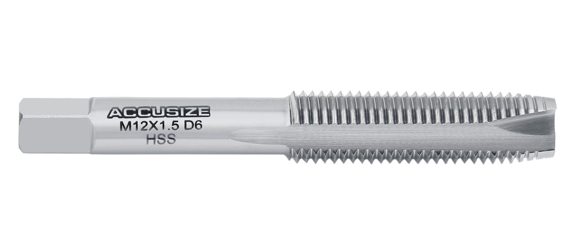Accusize Tools - H.S.S. Metric Spiral Point Taps, American Standard, Fully Ground (Size: M12X1.5, Flute: 3)
