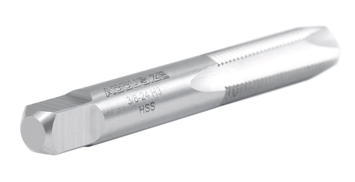 Accusize Industrial Tools 3/8-24Nf H.S.S. Spiral Point Taps,3 Flutes, American Standard, Fully Ground, Spt-3/8-24