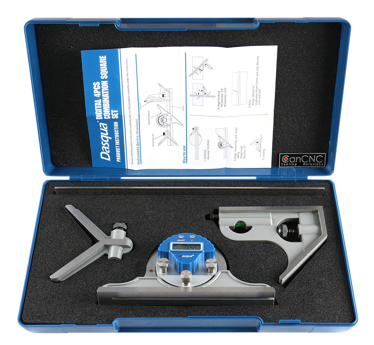 4pc Electronic Digital Combination Square Set, 12''/300mm, E/M Graduation, 0000-8112