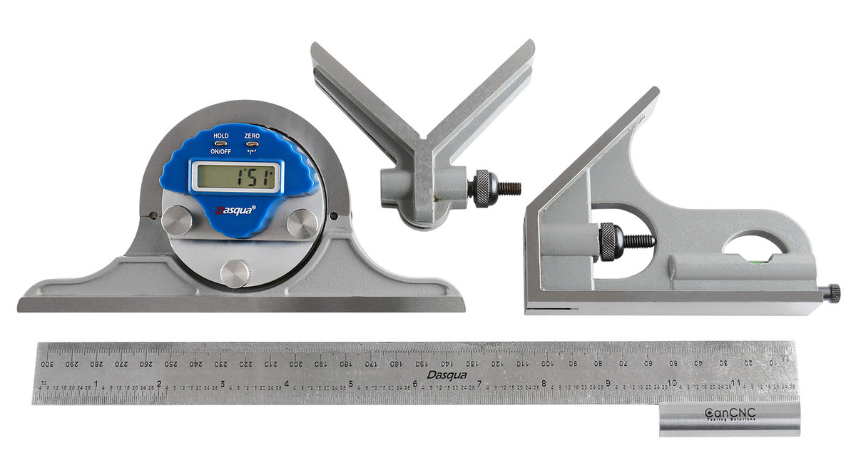 4pc Electronic Digital Combination Square Set, 12''/300mm, E/M Graduation, 0000-8112