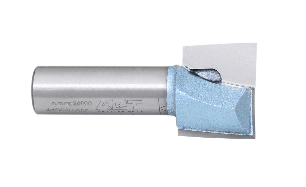 Accusize Industrial Tools 1/2" Shk Dia x 1" Cutting Dia Double Flute Carbide Tipped Bottom Cleaning (Surface Planing) Router Bit, 0012-0001