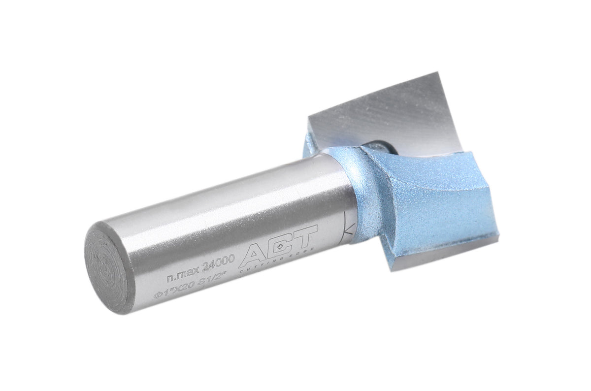 Accusize Industrial Tools 1/2" Shk Dia x 1" Cutting Dia Double Flute Carbide Tipped Bottom Cleaning (Surface Planing) Router Bit, 0012-0001