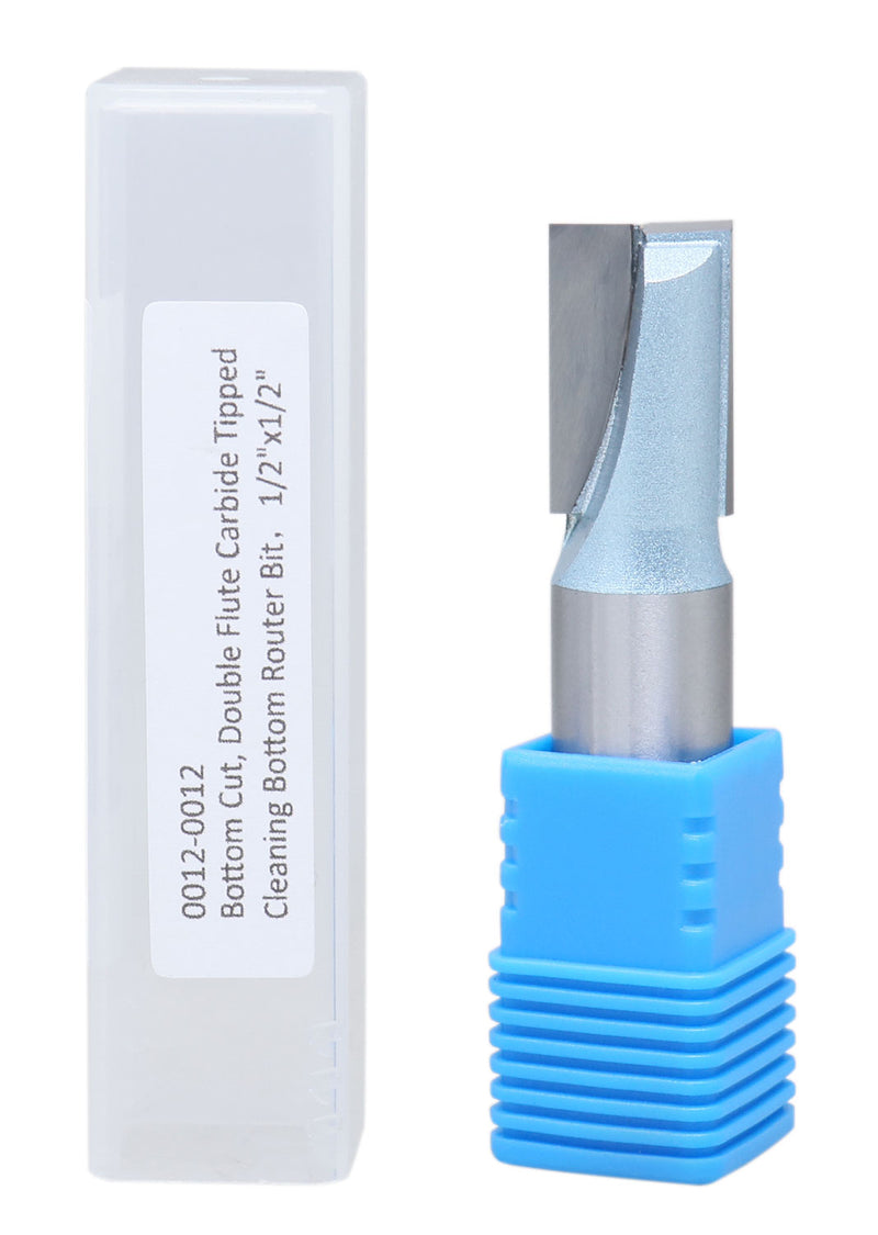 Accusize Industrial Tools 1/2" Shk Dia x 1/2" Cutting Dia Double Flute Carbide Tipped Bottom Cleaning (Surface Planing) Router Bit, 0012-0012