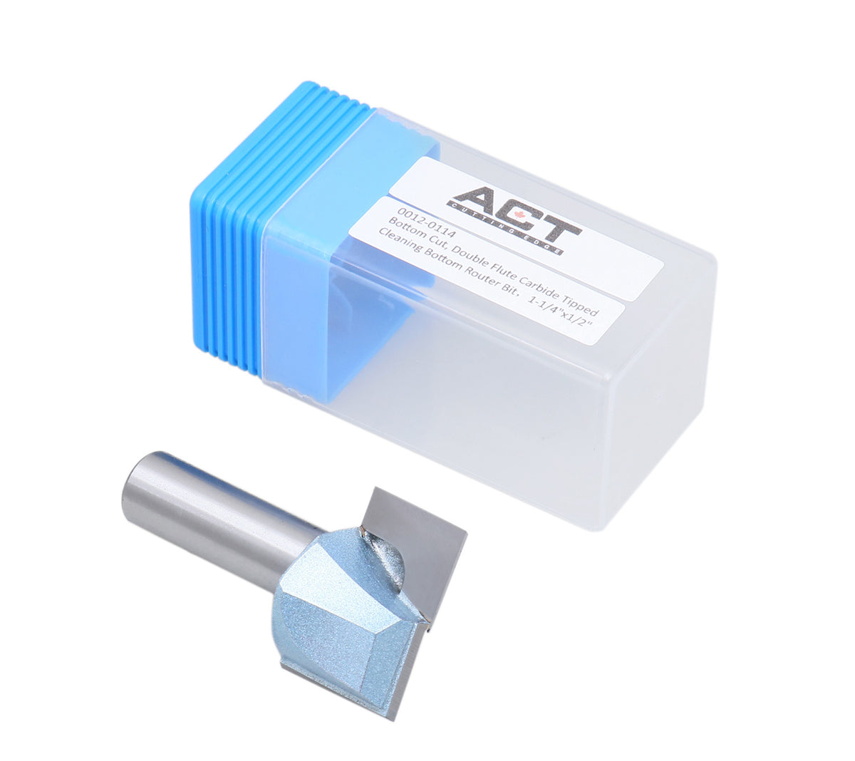 Accusize Industrial Tools 1/2" Shk Dia x 1-1/4" Cutting Dia Double Flute Carbide Tipped Bottom Cleaning (Surface Planing) Router Bit, 0012-0114