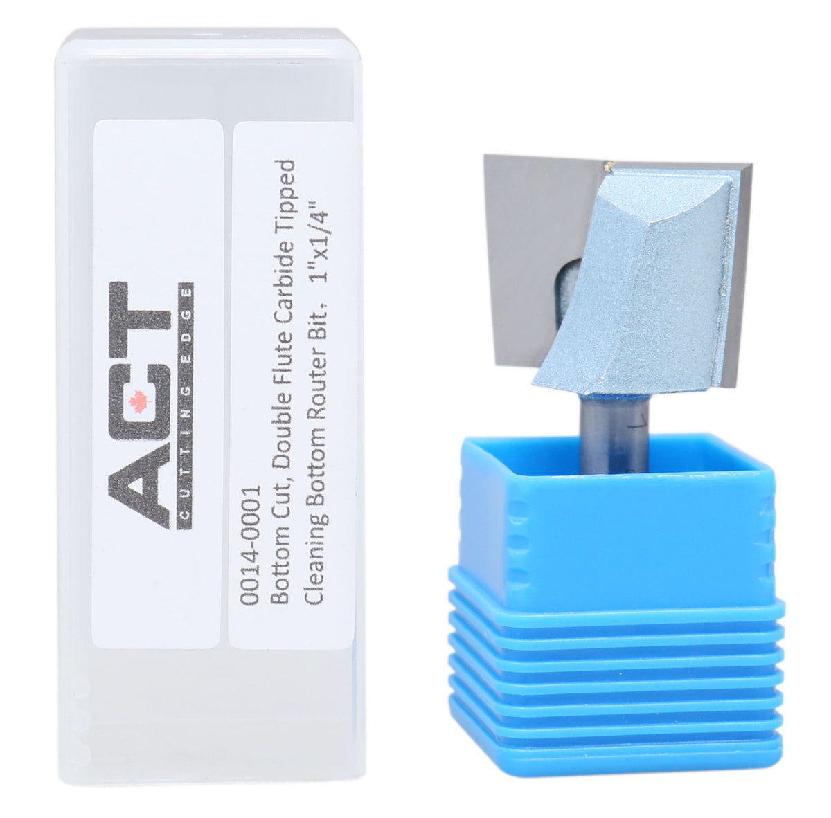 Accusize Industrial Tools 1/4" Shk Dia x 1" Cutting Dia Double Flute Carbide Tipped Bottom Cleaning (Surface Planing) Router Bit, 0014-0001