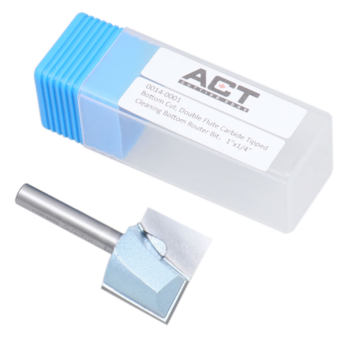 Accusize Industrial Tools 1/4" Shk Dia x 1" Cutting Dia Double Flute Carbide Tipped Bottom Cleaning (Surface Planing) Router Bit, 0014-0001