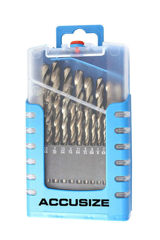 Jeu de 21 forets ANSI Jobber, M35 (HSS +5% COBALT), pointe fendue de 135 degrés, 1/16-3/8", #0021 -0200