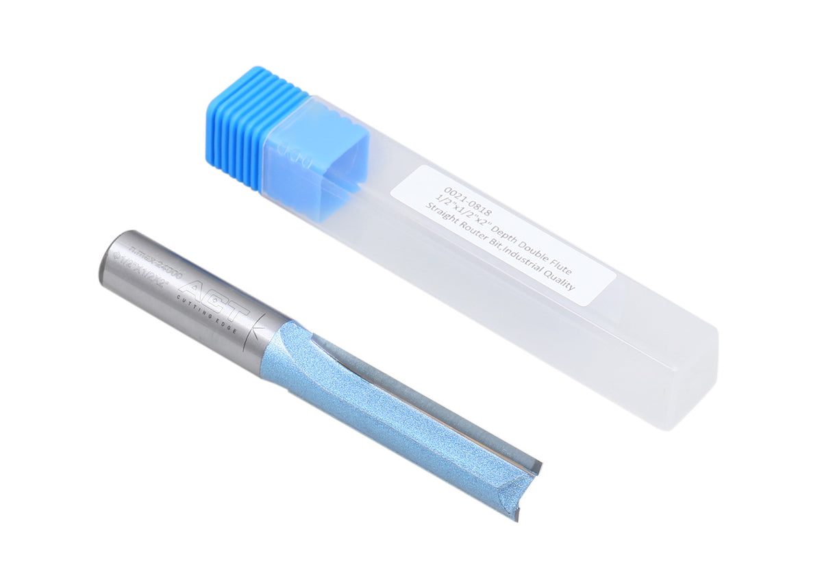 Double Flute Extra Long Straight Router Bit with 1/2" Shank, Industrial Quality