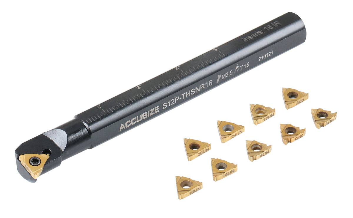 3/4'' Shank Indexable Thread Tool Set, 12Pcs Un Internal Thread Right, 0028-0284