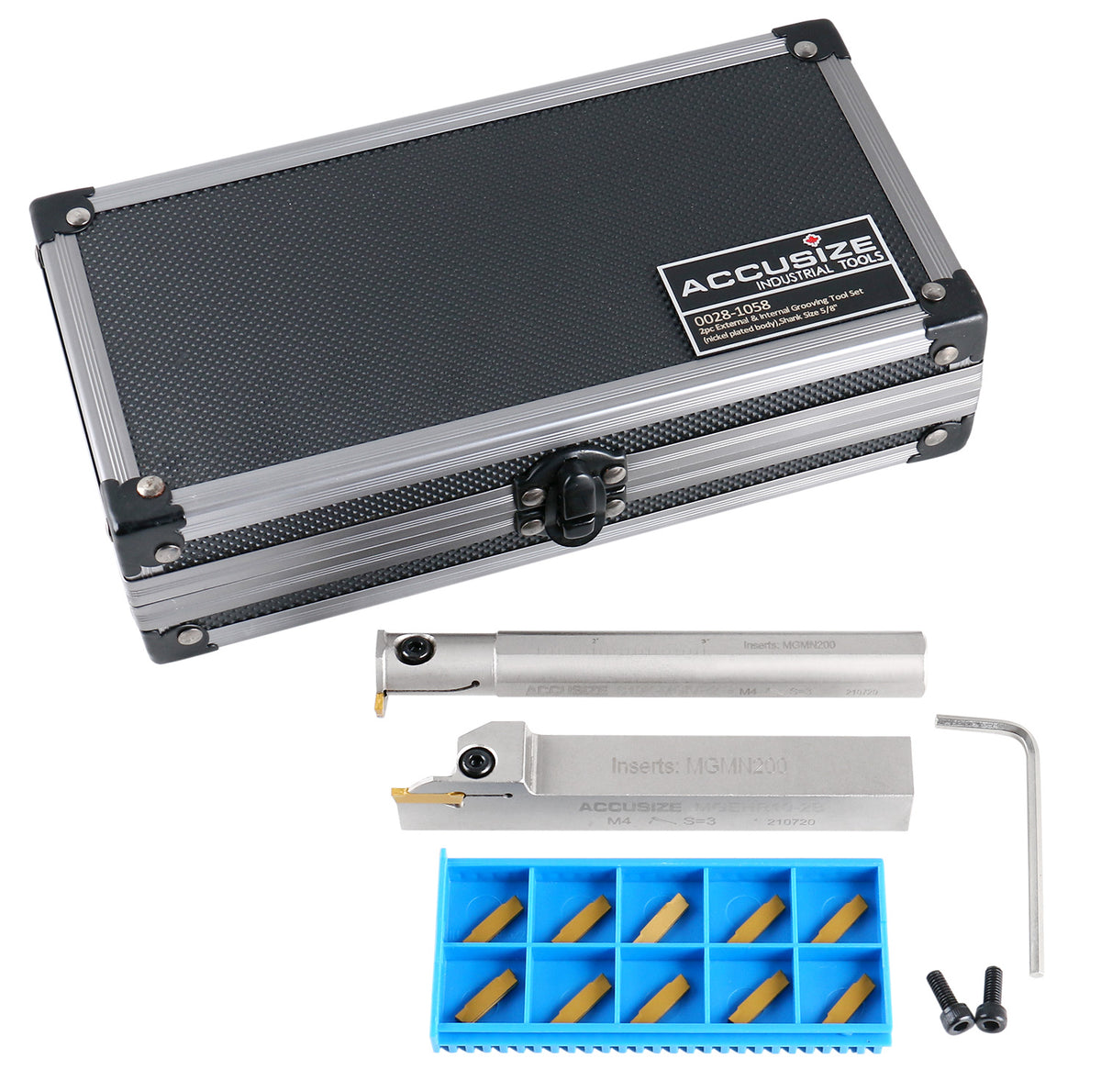 2Pc Indexable External & Internal Grooving Tool Set