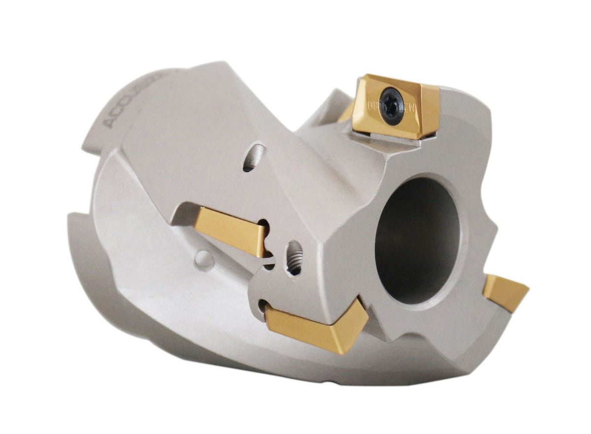 2" x 1" 90° Heavy-Duty Coolant Helical Shell Indexable Milling Cutter (Nickel Plated), with 6 Carbide APKT1604 Inserts, #0028-2670A