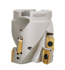 2" x 1" 90° Heavy-Duty Coolant Helical Shell Indexable Milling Cutter (Nickel Plated), with 6 Carbide APKT1604 Inserts,