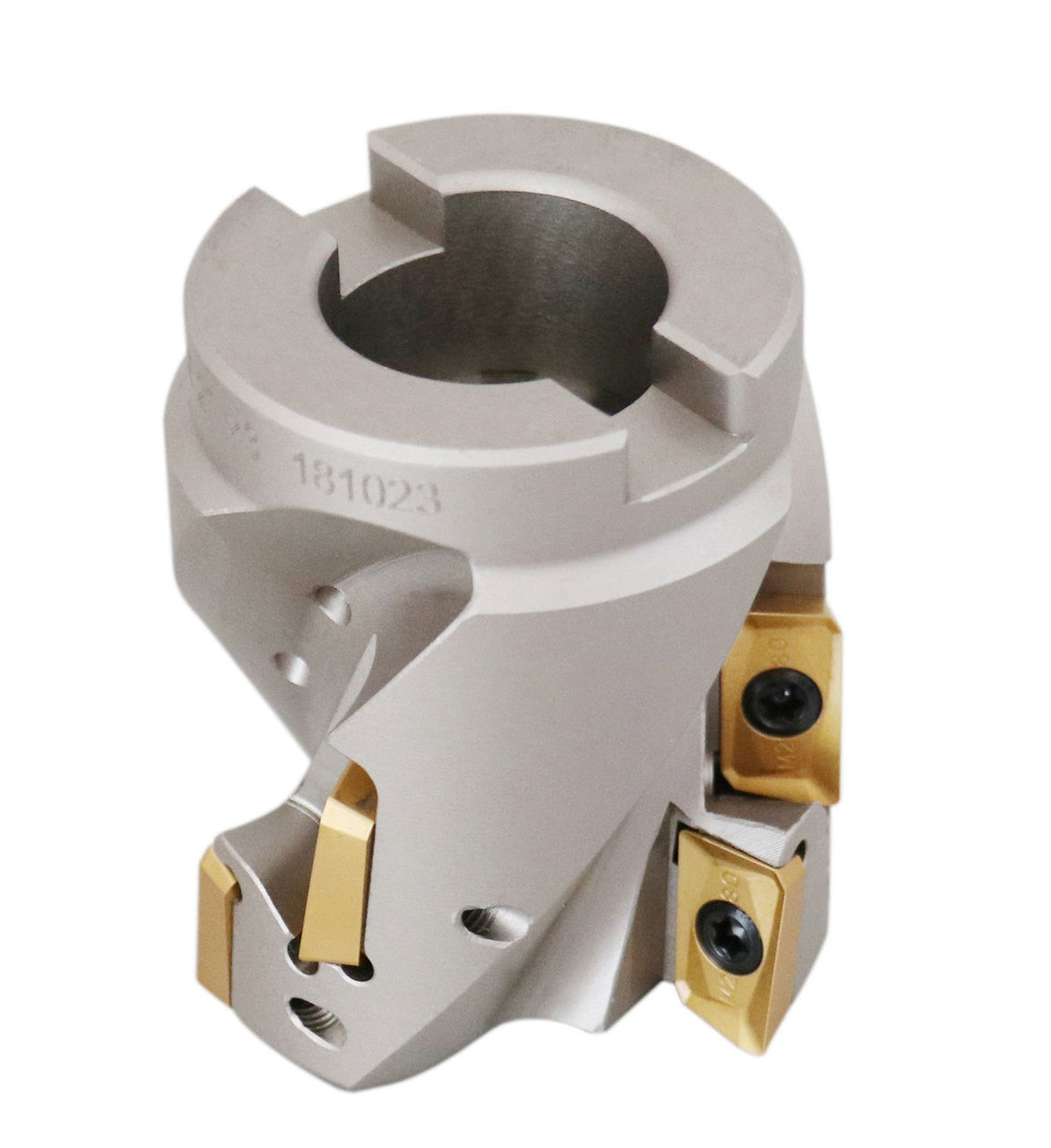 2" x 1" 90° Heavy-Duty Coolant Helical Shell Indexable Milling Cutter (Nickel Plated), with 6 Carbide APKT1604 Inserts, #0028-2670A