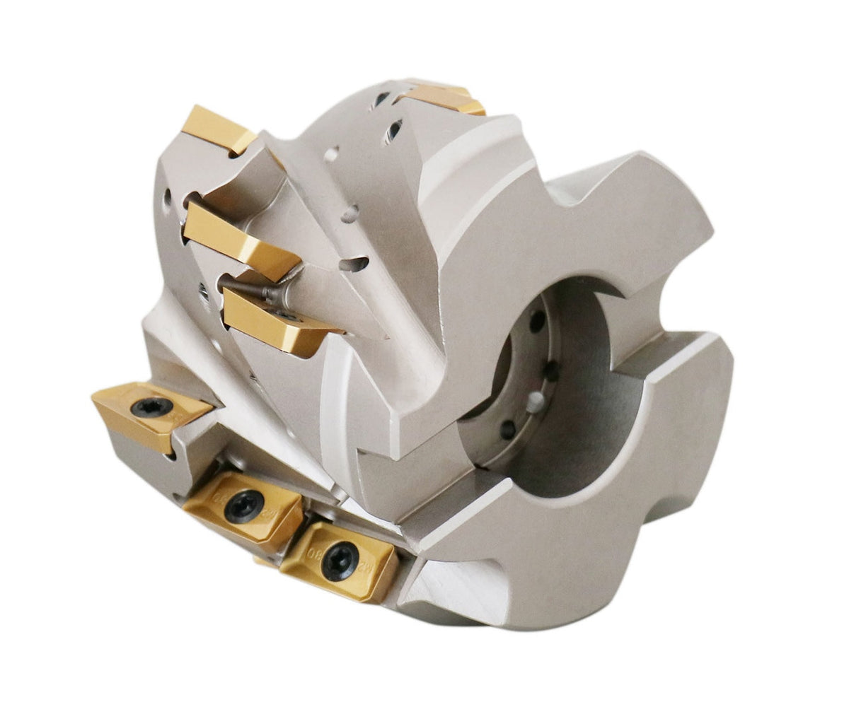 3" x 1-1/4" 90° Heavy-Duty Coolant Helical Shell Indexable Milling Cutter (Nickel Plated), with 15 Carbide APKT1604 Inserts, #0028-2671A