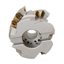 3" x 1-1/4" 90° Heavy-Duty Coolant Helical Shell Indexable Milling Cutter (Nickel Plated), with 15 Carbide APKT1604 Inserts,