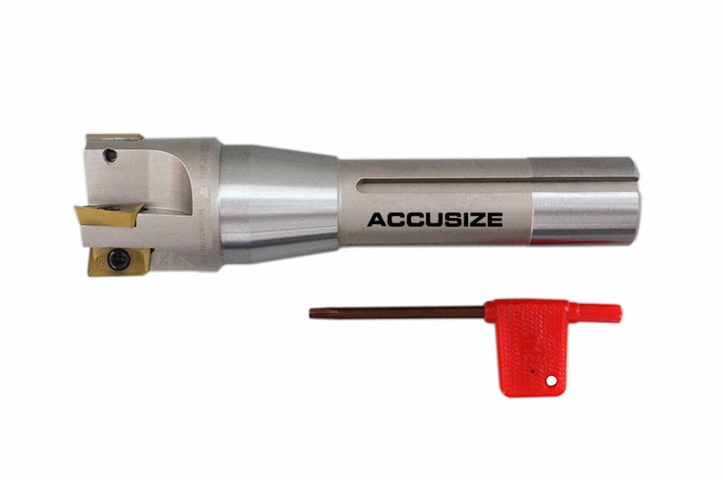 1", 1-1/2" and 2" 90 Degree R8 Shank Indexable End Mills with Carbide APKT Inserts