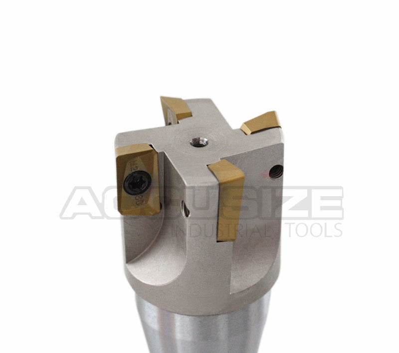 1", 1-1/2" and 2" 90 Degree R8 Shank Indexable End Mills with Carbide APKT Inserts