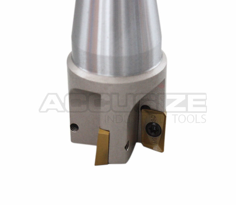 1", 1-1/2" and 2" 90 Degree R8 Shank Indexable End Mills with Carbide APKT Inserts