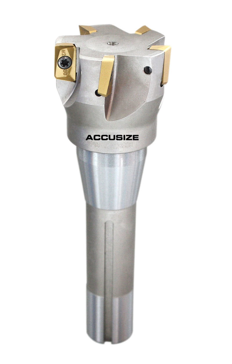 2" x 6-1/8" & 3" x 6-1/4" 90 Degree R8 Shank Indexable End Mills w/ APKT1604 Carbide Inserts, #0028-6906+6908