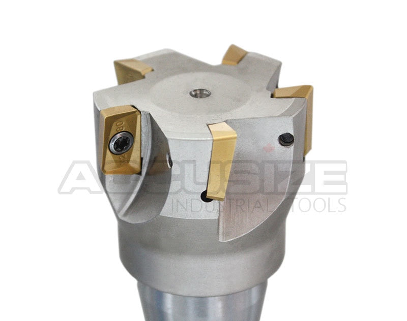 2" x 6-1/8" & 3" x 6-1/4" 90 Degree R8 Shank Indexable End Mills w/ APKT1604 Carbide Inserts, #0028-6906+6908