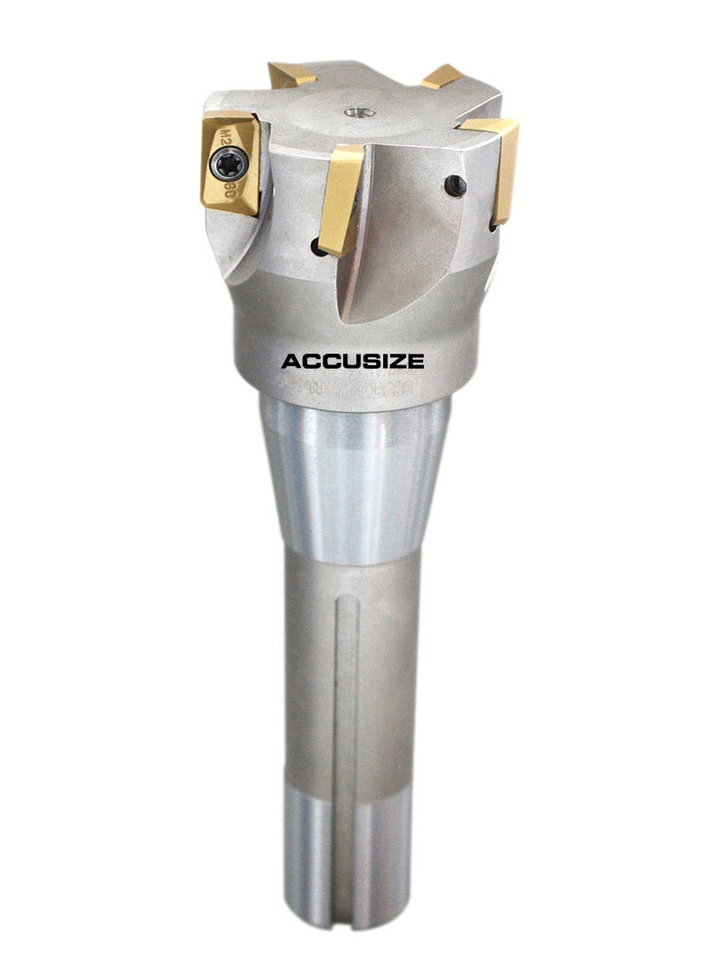 2" x 6-1/8" & 3" x 6-1/4" 90 Degree R8 Shank Indexable End Mills w/ APKT1604 Carbide Inserts, #0028-6906+6908