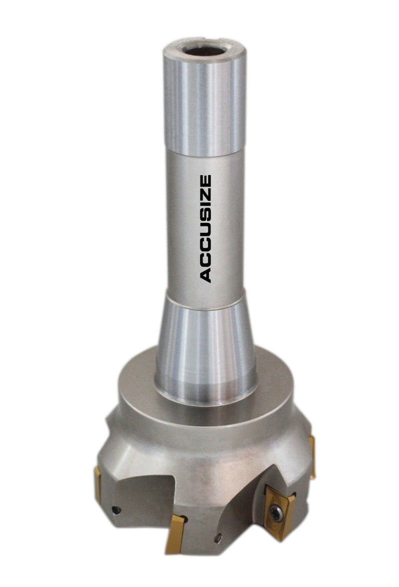 2" x 6-1/8" & 3" x 6-1/4" 90 Degree R8 Shank Indexable End Mills w/ APKT1604 Carbide Inserts, #0028-6906+6908