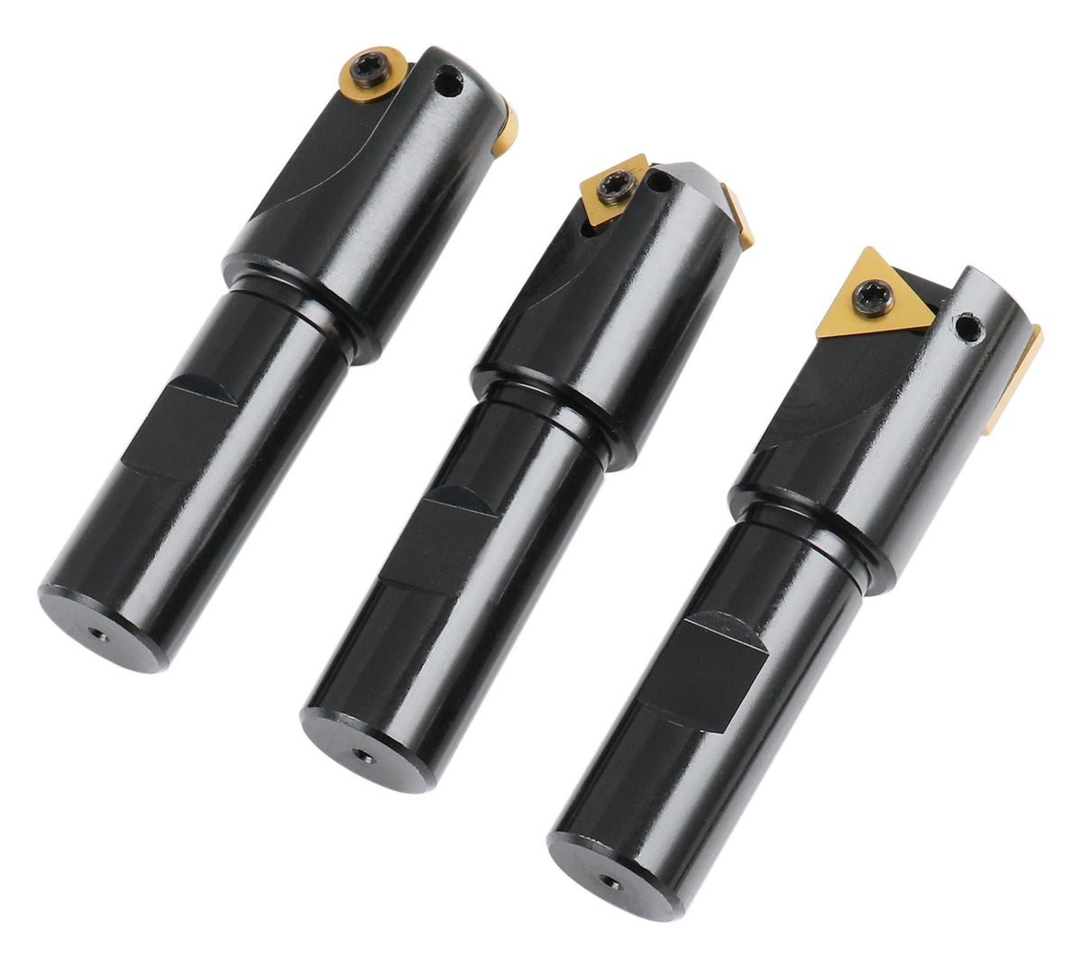 3 Pc Little Hogger End Mill Set, 45 Deg, 90 Deg and 3/16r Mill with 3/4'' Shank, 1'' Head, 0046-0700