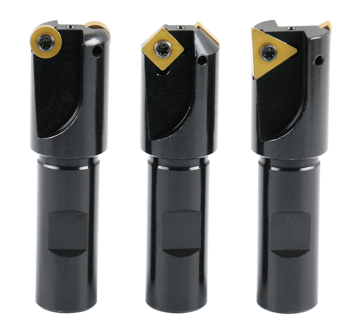 3 Pc Little Hogger End Mill Set, 45 Deg, 90 Deg and 3/16r Mill with 3/4'' Shank, 1'' Head, 0046-0700
