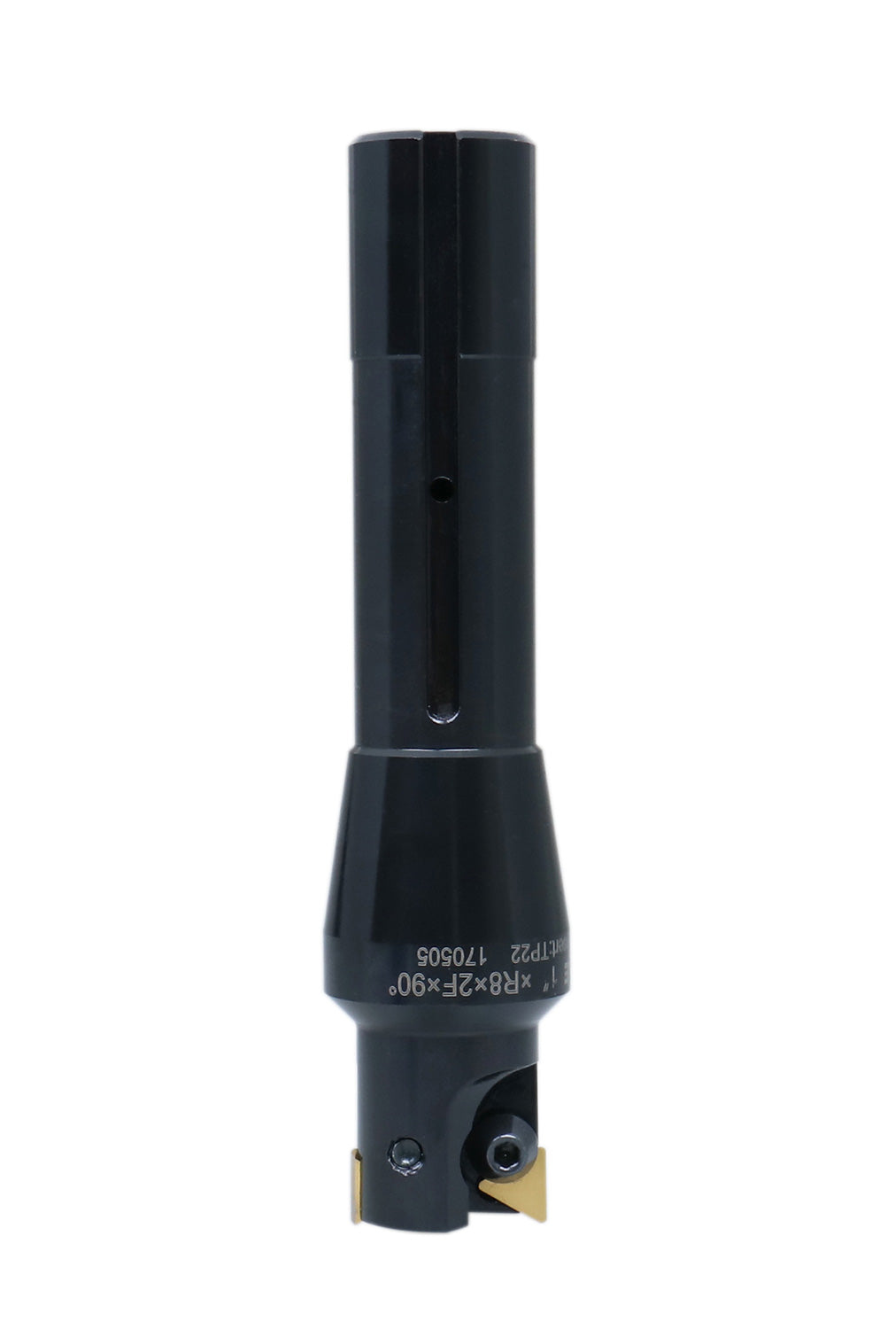 1'' Carbide Indexable End Mill, R8 Shank, 2 Flute, with Tpg22 Inserts, 0046-0915