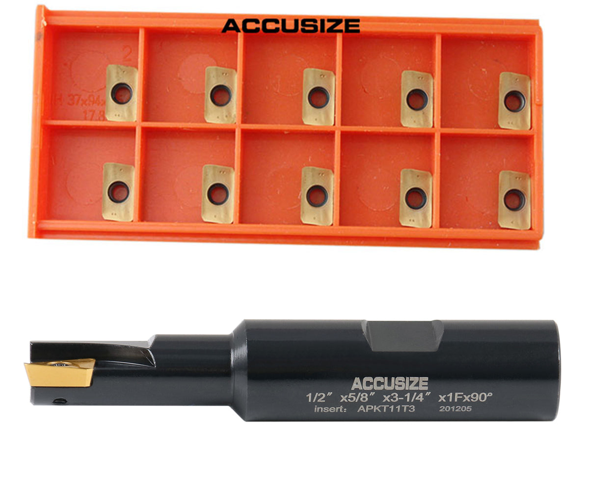 1/2" 90 Deg Square Shoulder Indexable End Mill plus 11 APKT11T308 Carbide Inserts, #0056-0913+0056-1130