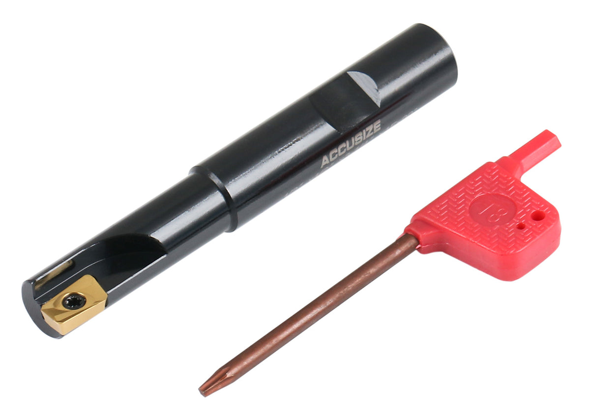 1/2'' 90 Deg Square Shoulder Indexable End Mill, 3-1/4'' Overall Length, Apkt11t3 Carbide Insert, 1 Flute, 0056-0914