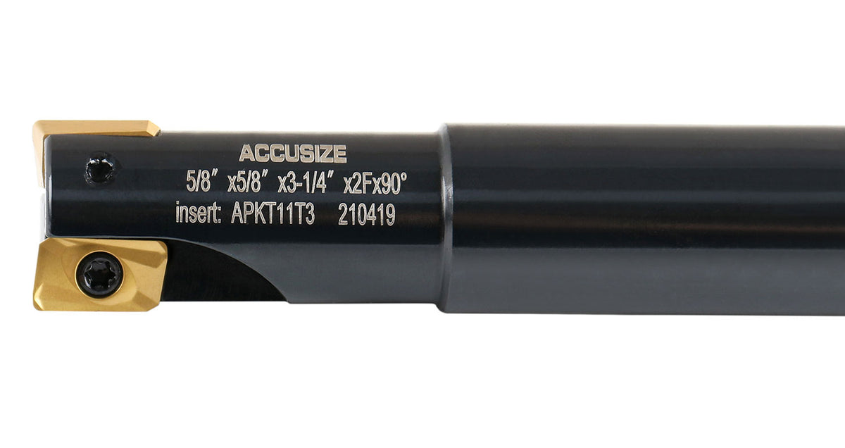 5/8'' 90 Deg Square Shoulder Indexable End Mill with 3-1/4'' Oal, Apkt11t3 Carbide Inserts, 2 Flute, 0056-0916