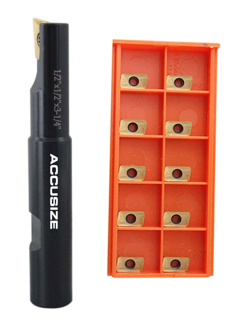 1/2" 90 Deg Square Shoulder Indexable End Mill plus 11 APKT11T308 Carbide Inserts, #0056-0913+0056-1130