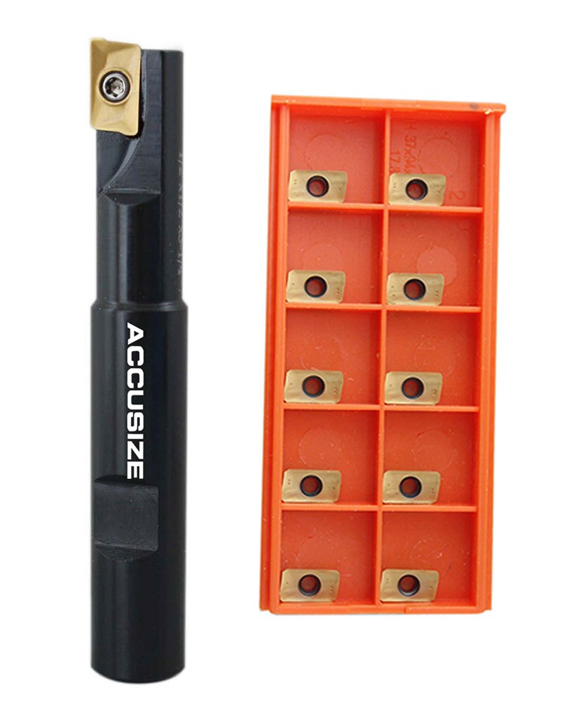 1/2" 90 Deg Square Shoulder Indexable End Mill plus 11 APKT11T308 Carbide Inserts, #0056-0913+0056-1130