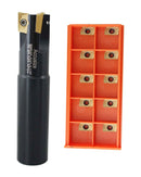 3/4" 90 Deg Square Shoulder Indexable End Mill plus 13 APKT11T308 Carbide Inserts,