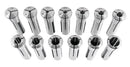 13 Pcs, 1/8-7/8'' by 16ths Precision Grade R8 Collets Hardened and Ground, 0200-0829