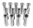 13 Pcs, 1/8-7/8'' by 16ths Precision Grade R8 Collets Hardened and Ground, 0200-0829