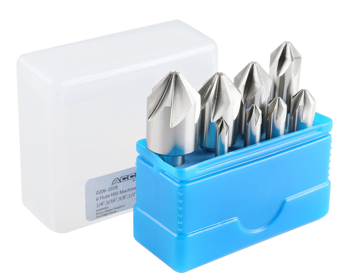 82 Degree 6 Flute H.S.S. Machine Countersink, 8 Pcs, Precision Ground, 0206-1018