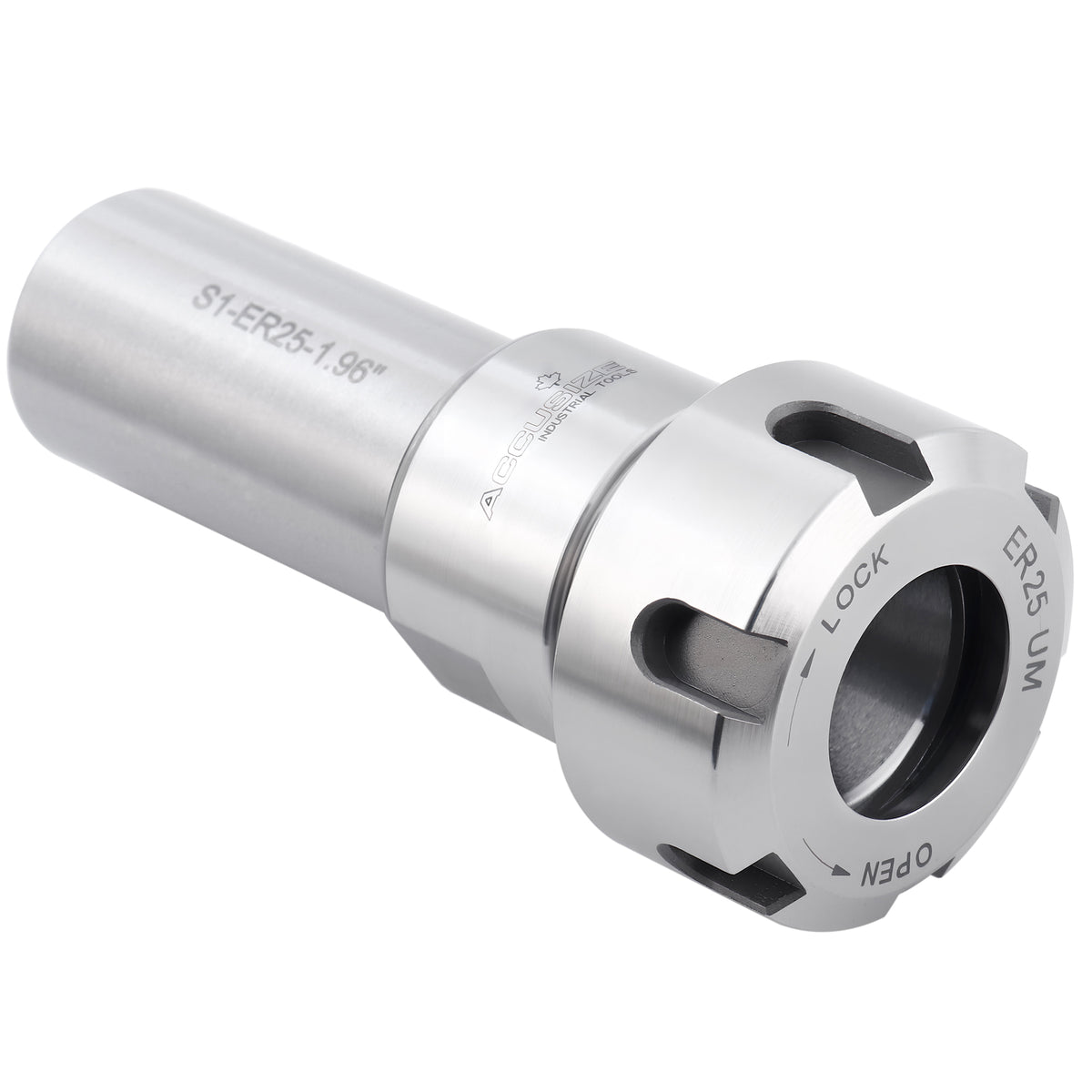 ER25 Collet Chuck Extension Rod, 1.96 in. Shank Length, 1 in. Straight Shank Alloy Steel, 0223-0211
